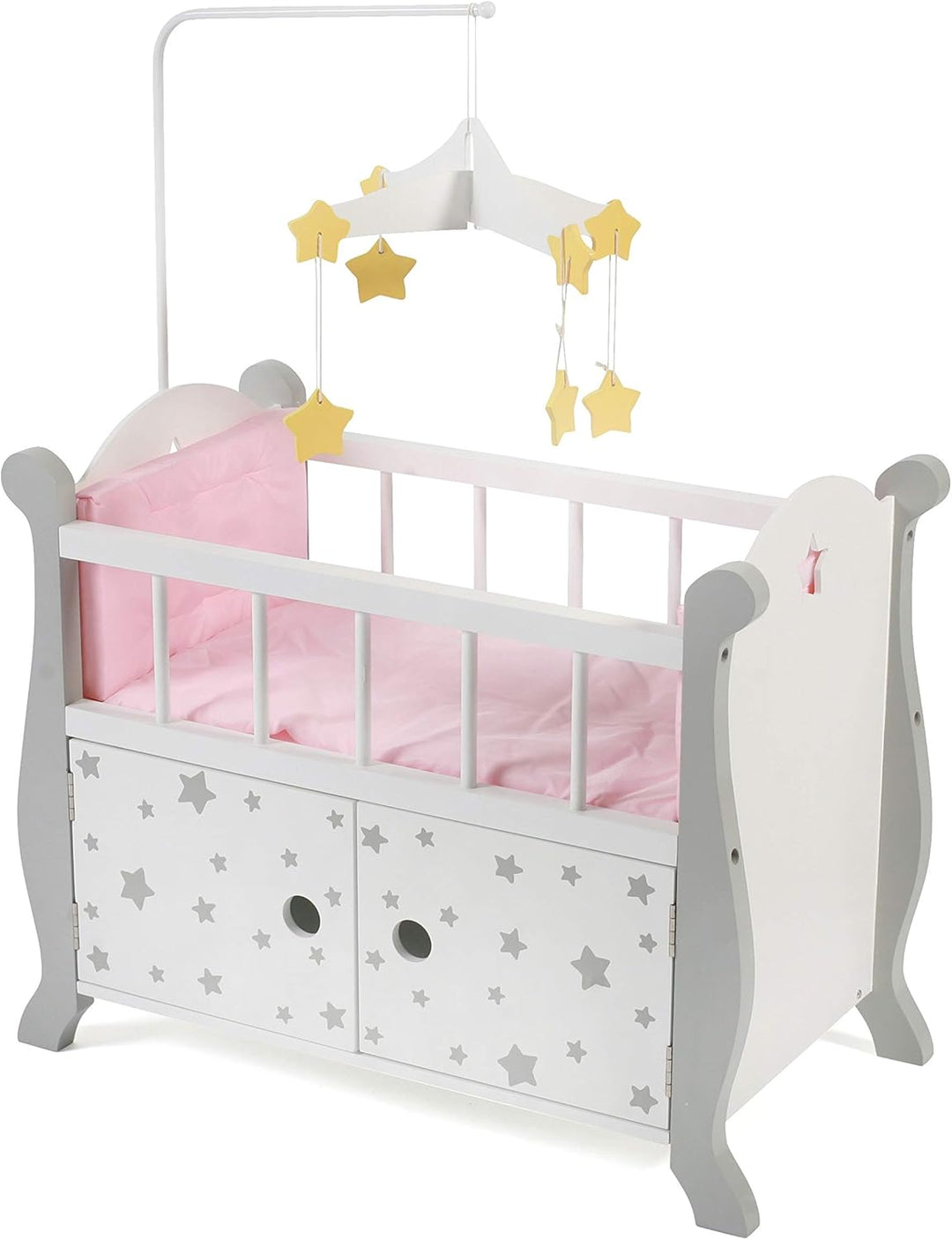 Bayer Chic 2000 - Puppenbett mit Mobile, Puppenmöbel, Puppenzubehör, Stars grau