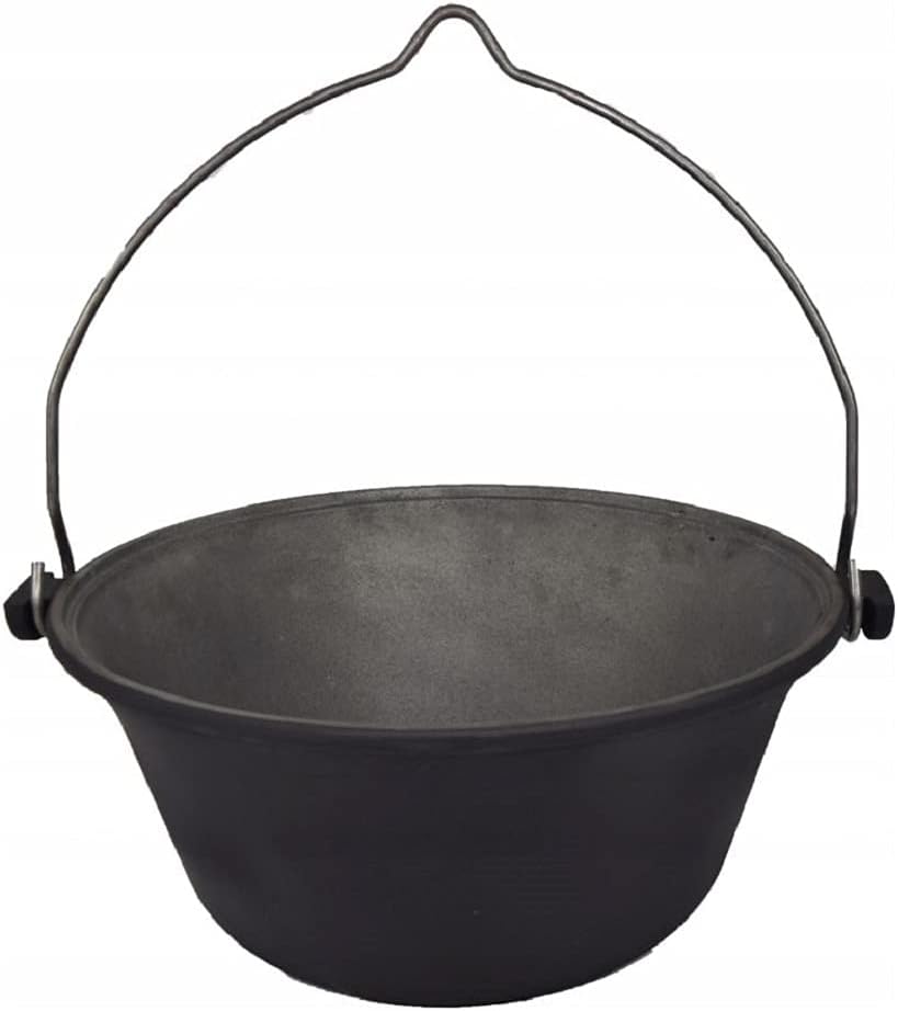 Ungarischer Kessel Gusseisen Dutch Oven Dreibein Deckel Feuertopf mit Pfanne Dreifuss 9 L