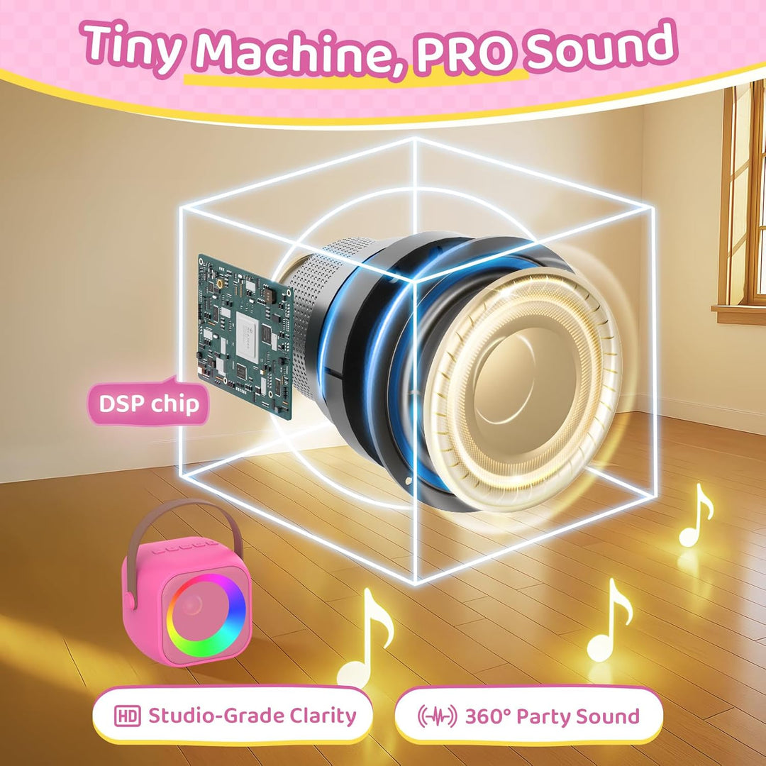Karaoke Maschine mit 2 Karaoke Mikrofon, Tragbaren Bluetooth Lautsprecher für Erwachsene/Kinder, Ges