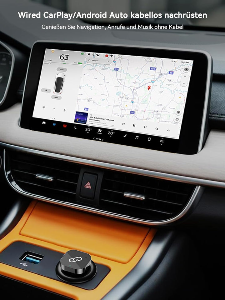 Spedal Android Auto Wireless CarPlay Apapter, Plug & Play Auto-Connect, Kompatibel mit Fahrzeugen ab