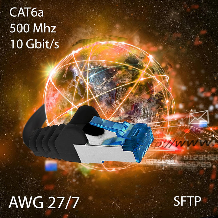3m - CAT6a - Netzwerkkabel schwarz - 10 Stück CAT 6 A Patchkabel 10000 Mbit s SFTP PIMF 500 MHz komp