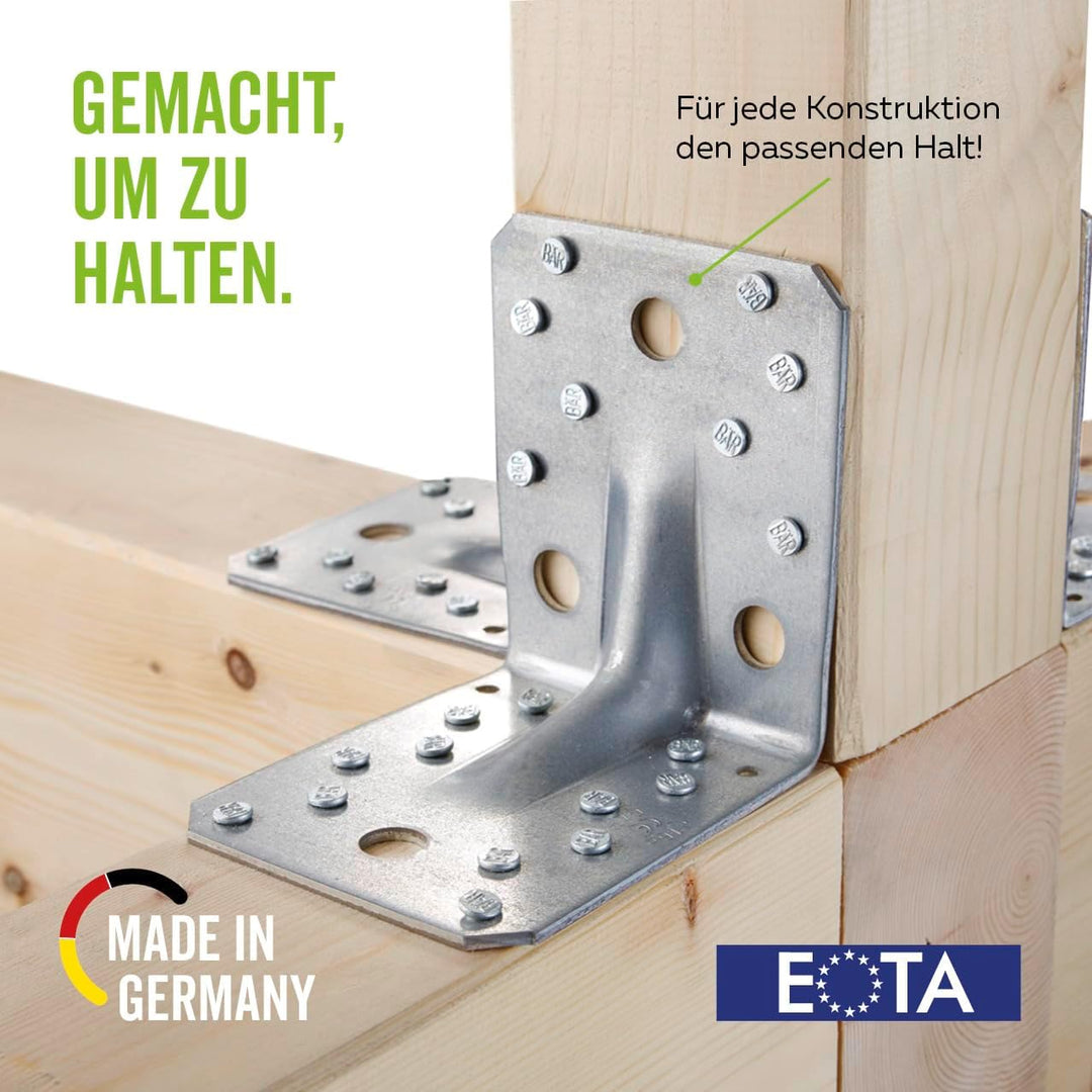 Alberts 837563 Schwerlast-Winkelverbinder mit Sicke | sendzimirverzinkt | 90 x 90 x 65 mm | 50er Set