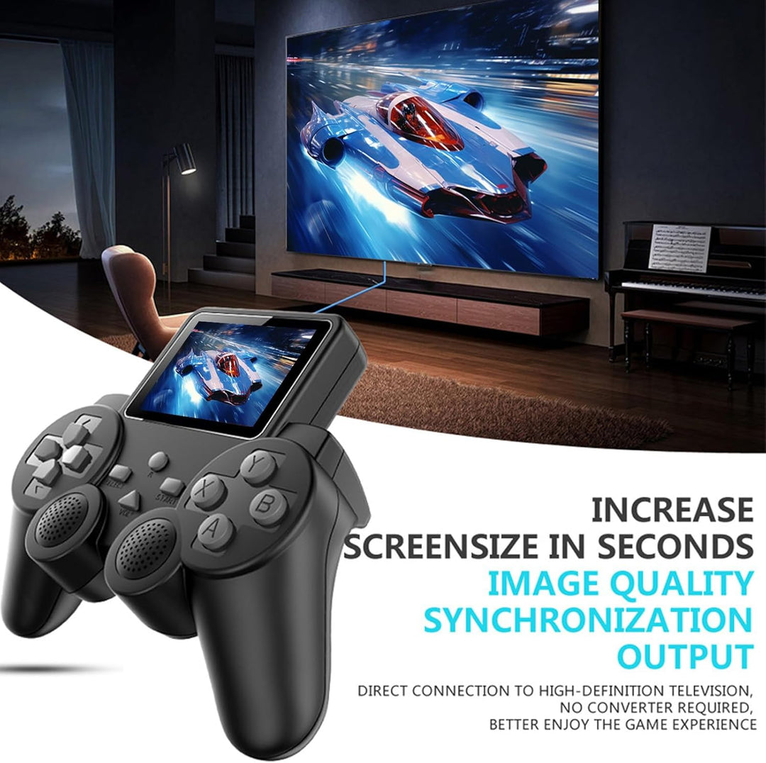 Handheld-Gamepad-Spielekonsole, Retro-Konsole mit 3-Zoll-Bildschirm und AV-Kabel für TV-Anschluss. E