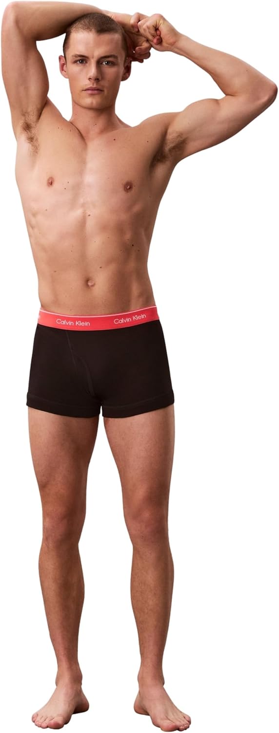 Calvin Klein Herren 3er Pack Boxershorts Trunks mit Logobund XL Pink (Black Bodies W/ Black/Punch Pi