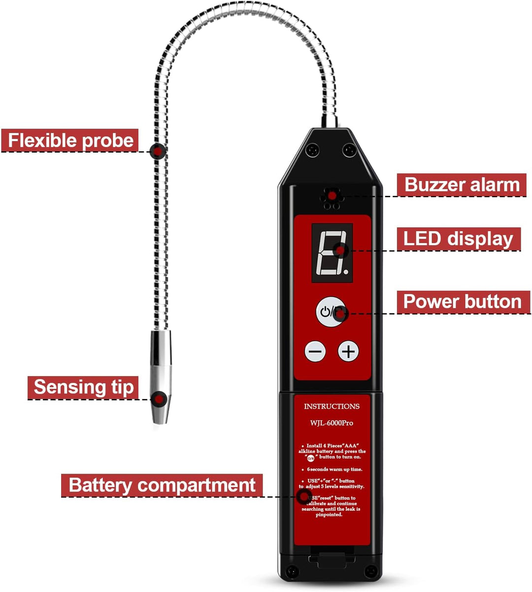 Kältemittel Lecksuchgerät, WJL-6000 PRO Halogen Detektor Lecksuchgerät Freon-Gaslecktester HVAC-Klim