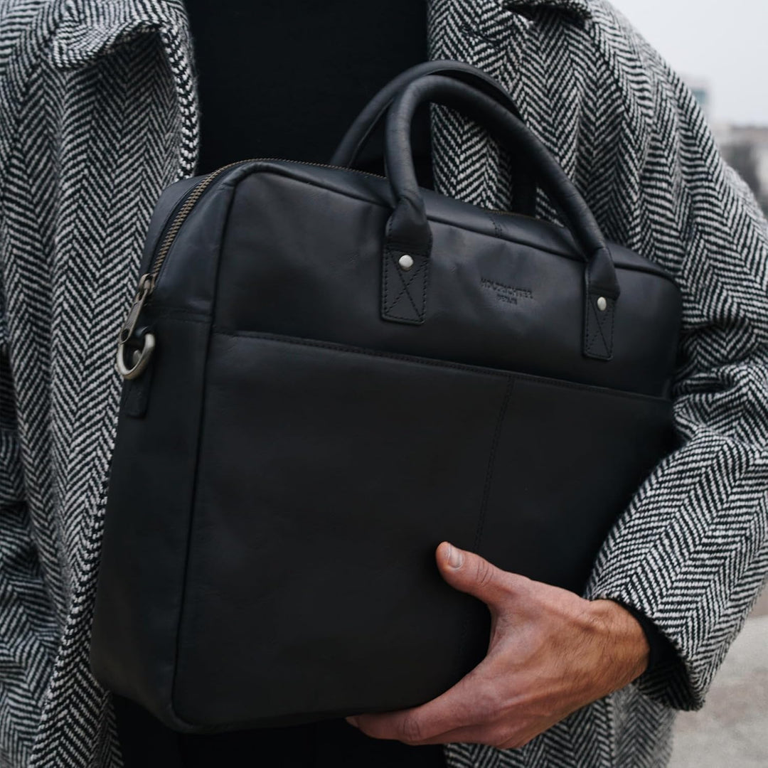 HOLZRICHTER Berlin - Grosse Aktentasche aus Leder (No 1-1), 30 x 39 x 10 cm Laptoptasche für Herren,