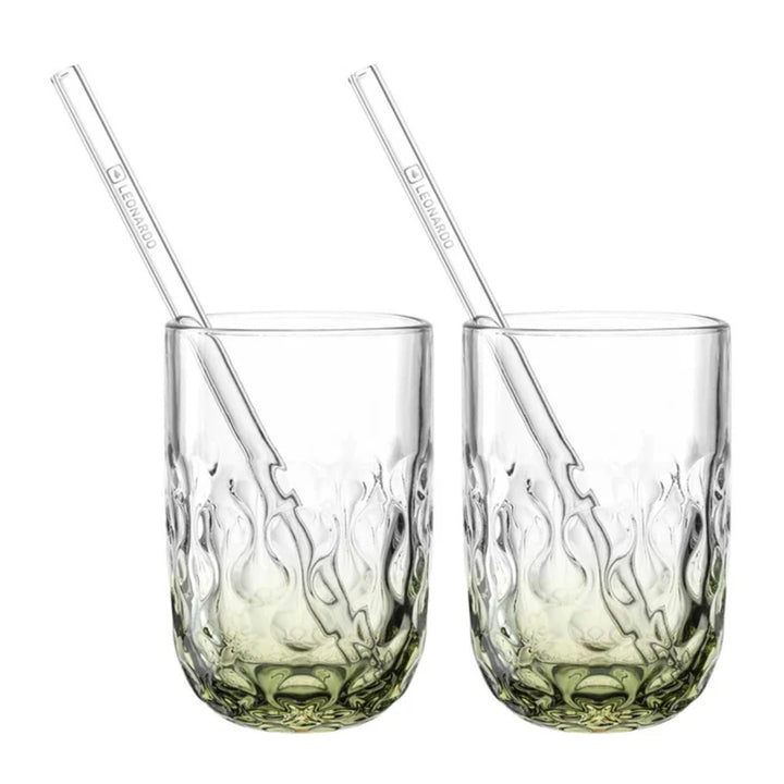LEONARDO HOME GOCCE Matcha Latte Glas • 2 Latte Macchiato Gläser + Trinkhalme • LM Becher für Siebtr
