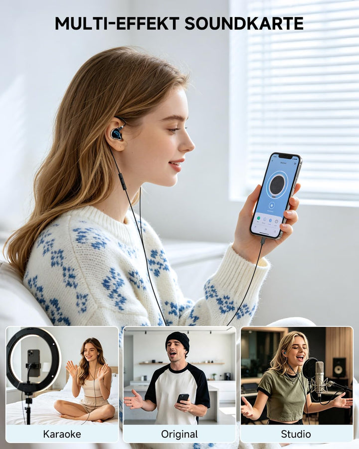 NE81 Dual-Mode In Ear Kopfhörer Kabellos Bluetooth 6.0 + Kabelgebunden mit Type-C, Soundkarte mit 6