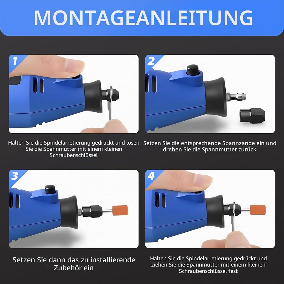 Mini Schleifer Multifunktionswerkzeug mit 80 Zubehör, 6-Variabler Geschwindigkeit, 10000-32000RPM Sc