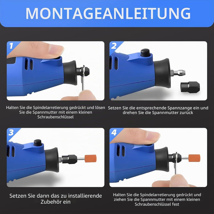 Mini Schleifer Multifunktionswerkzeug mit 80 Zubehör, 6-Variabler Geschwindigkeit, 10000-32000RPM Sc