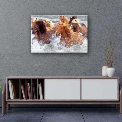 Startonight Bilder Pferde Wasser, Leinwandbilder Moderne Kunst, Tiere Wanddeko Kunstdrucke, Wandbild