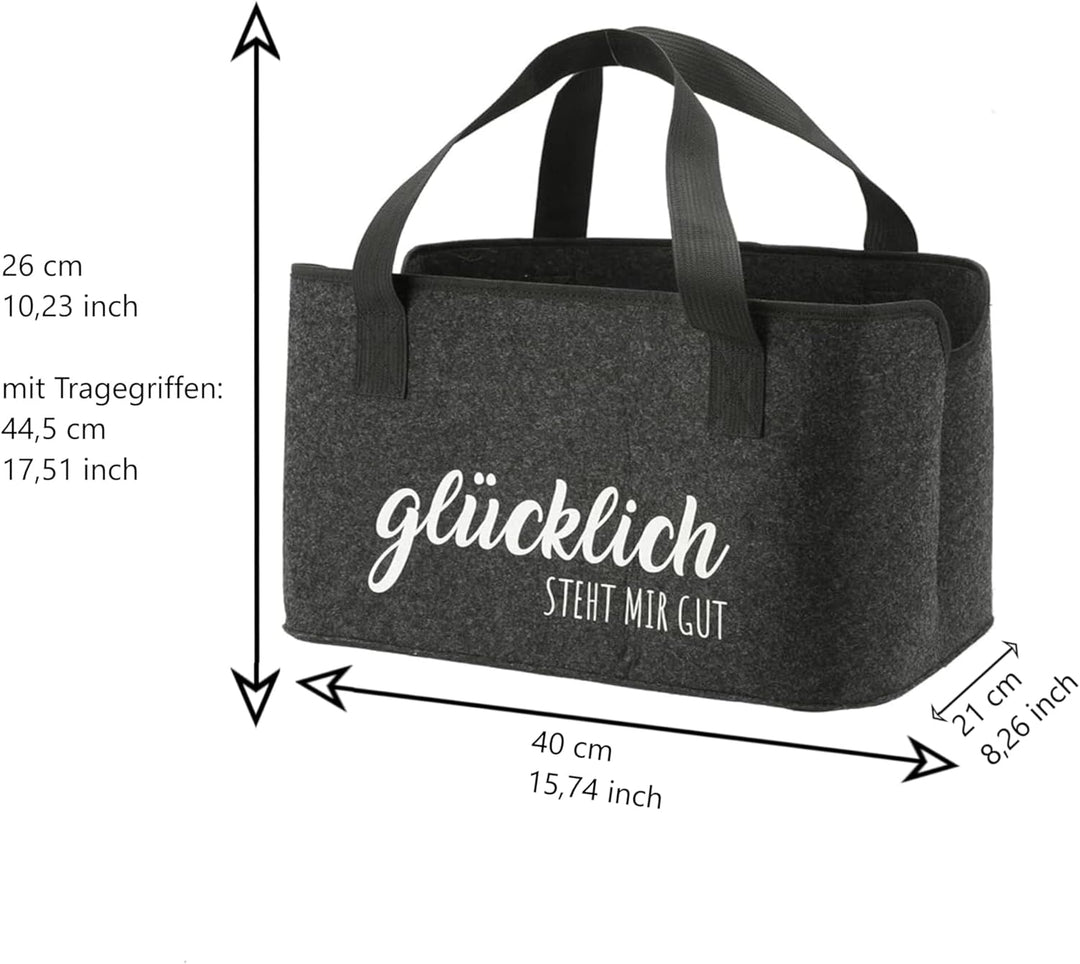 MC-Trend faltbare XL Filztasche mit lustigen Sprüchen aus 3 mm starkem Filz praktische Tasche zum Ei