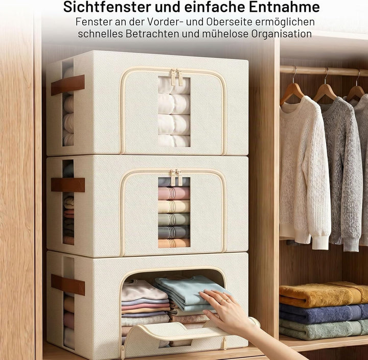 Kleidung Aufbewahrungstasche Faltbar Metallrahmen: Stapelbare Aufbewahrungsbox mit Deckel für Kleide