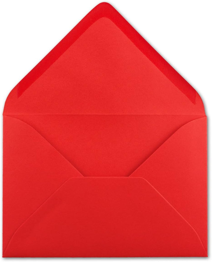 300x Brief-Umschläge leuchtendes Rot - 80 g/m² - Kuverts in DIN B6 Format 12,5 x 17,6 cm - Nassklebu