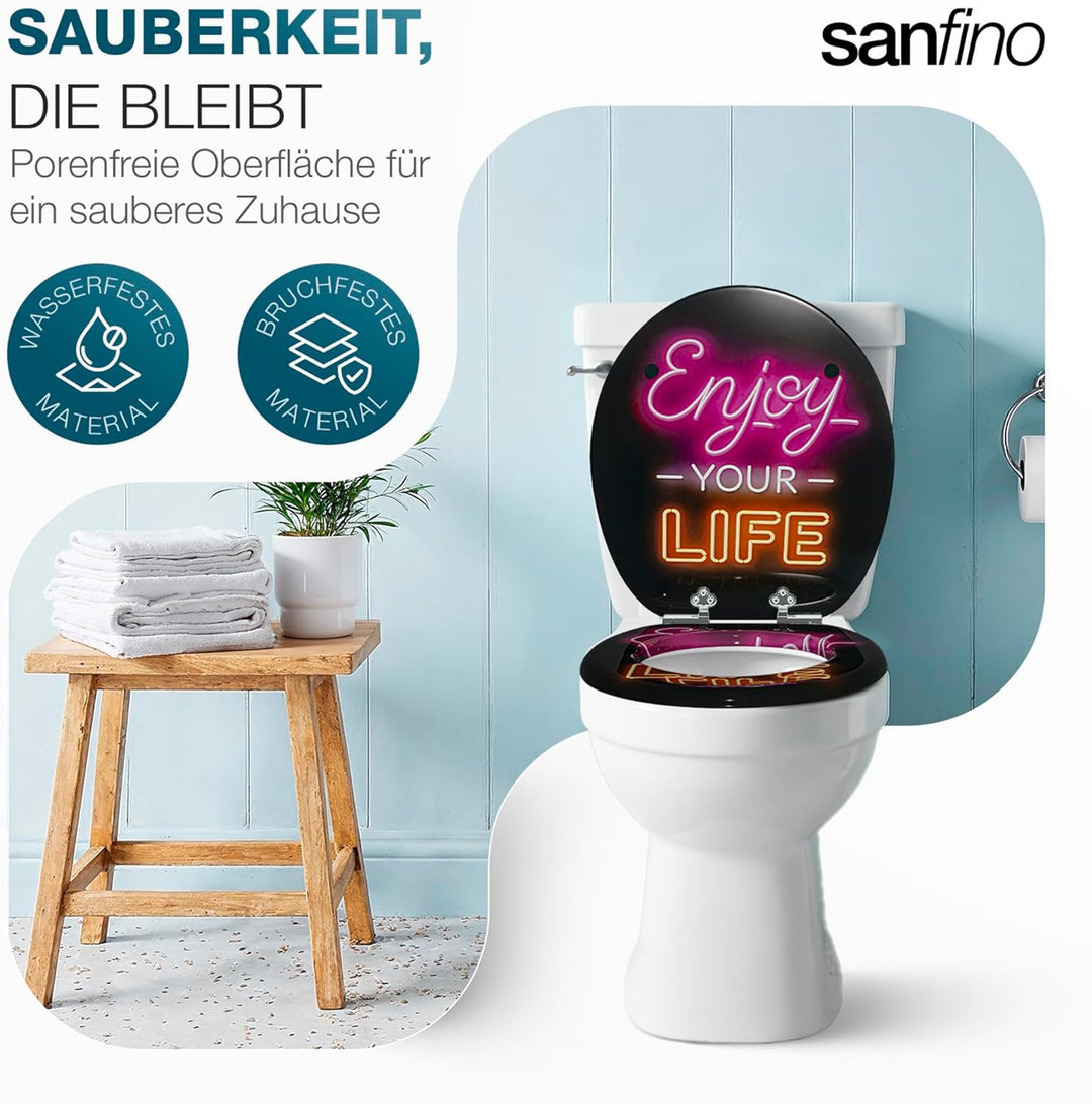Premium WC Sitz mit Absenkautomatik – hochwertige Toilettendeckel aus Holz, viele bunte Motive, hohe