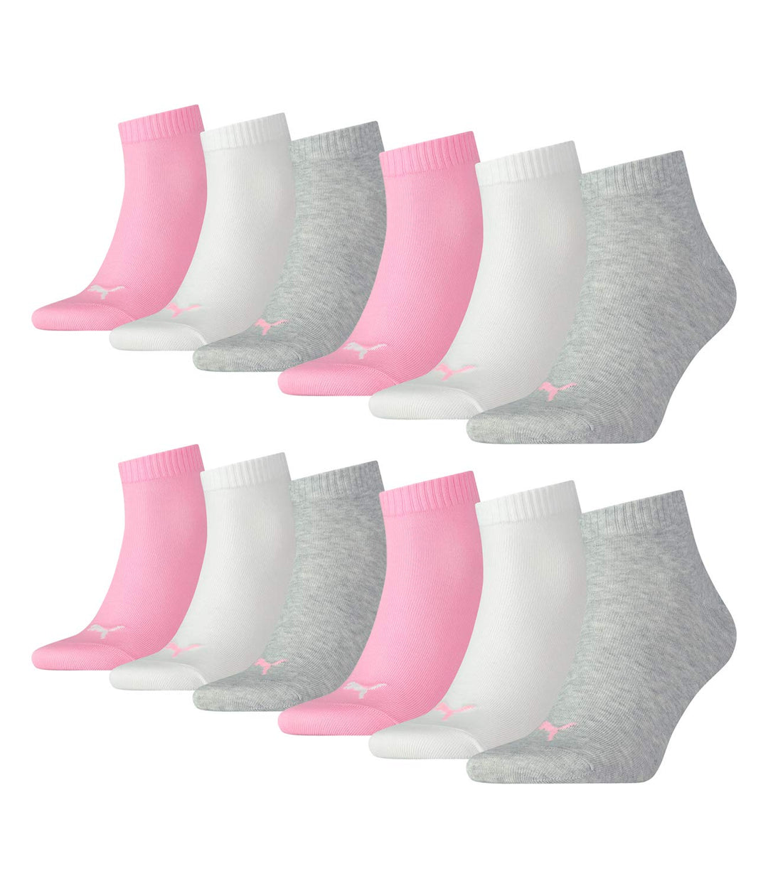 PUMA 12 Paar Unisex Quarter Socken Sneaker Gr. 35-49 für Damen Herren Füsslinge, Socken &amp; Strümpfe:3