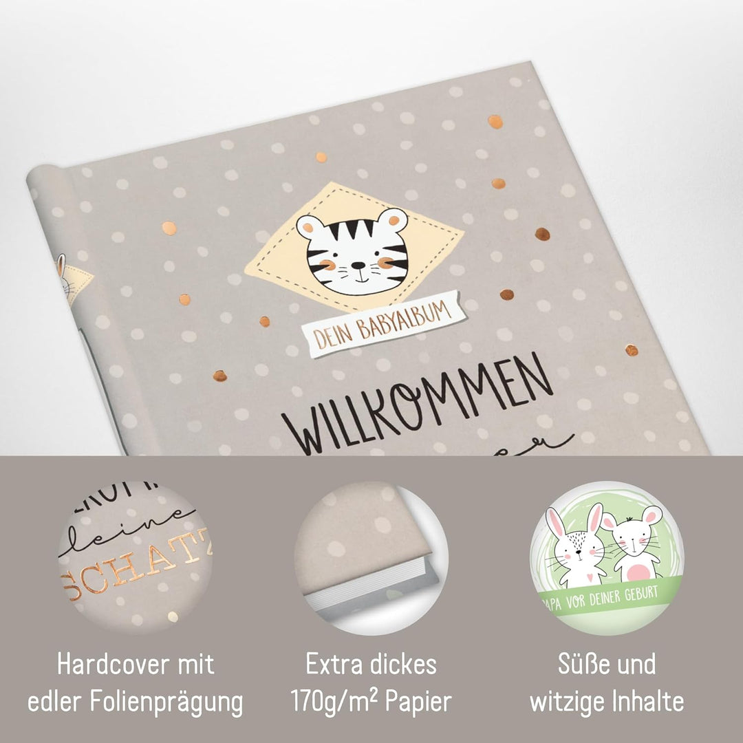 Babyalbum [Dotty Tiger] Baby-Tagebuch für Schwangerschaft und das erste Jahr | Erinnerungsalbum zur