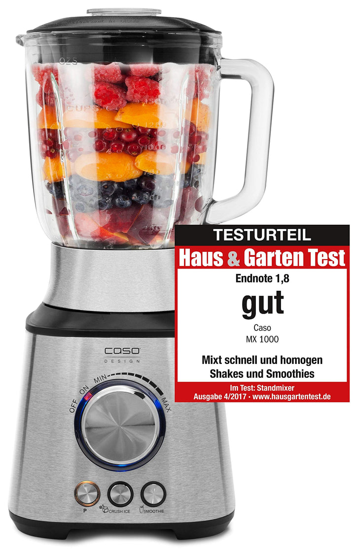 CASOMX 1000 Standmixer – 1300W Motor, 8-fach Titanmesser, 1,5L Glasbehälter – Ice Crush, Smoothie, P