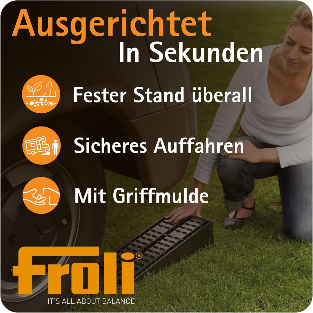 Froli Maxi-Keil 2er Set – Auffahrkeile für Wohnmobil, Wohnwagen & PKW inkl. Tasche – 5 t pro Keil (2
