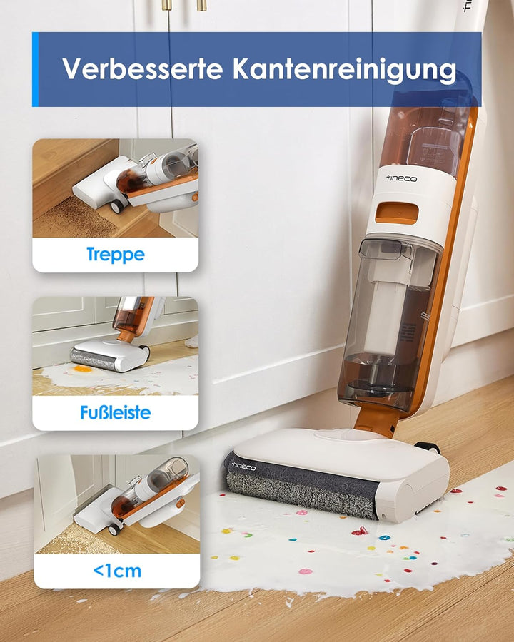Tineco iFLOOR Y2 Nass Trockensauger, 1L Wassertank, Kantenreinigung, Anti Tangle für Tierhaare, 30mi
