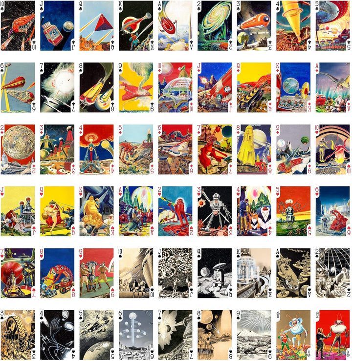 Frank Paul SCI FI Spielkarten (Poker Deck 54 Karten alle unterschiedlich) Vintage Sci Fi Comic Art P