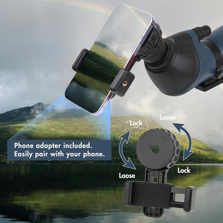 25-75x70 HD Spektiv Sportschützen mit Stativ- und Smartphone-Adapter, Zoom Bak4 Prism FMC Lens 45-Gr
