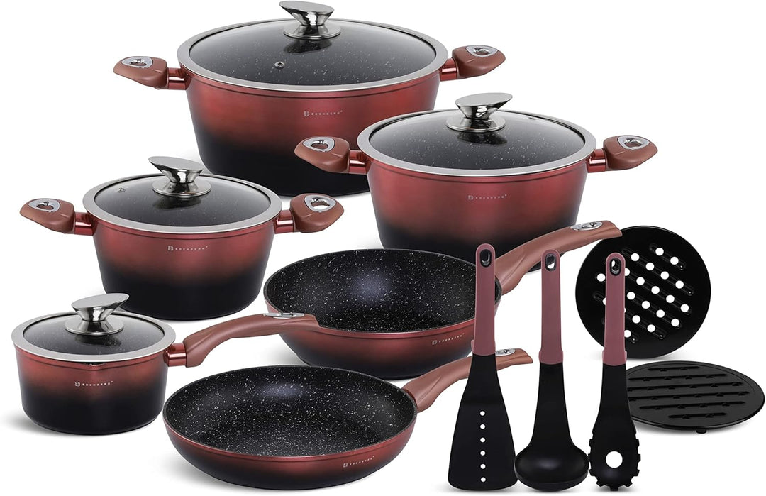 B EDENBERG Decorate Your Kitchen 15 TLG Topfset Induktion, Töpfe & Pfannen beschichtet, Kochtopf Set