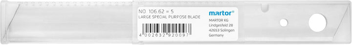 MARTOR 5 x Grosse Spezialklinge, Extra Lang, Spitze Klinge, Ersatzklinge Cuttermesser, Sicherheitsme