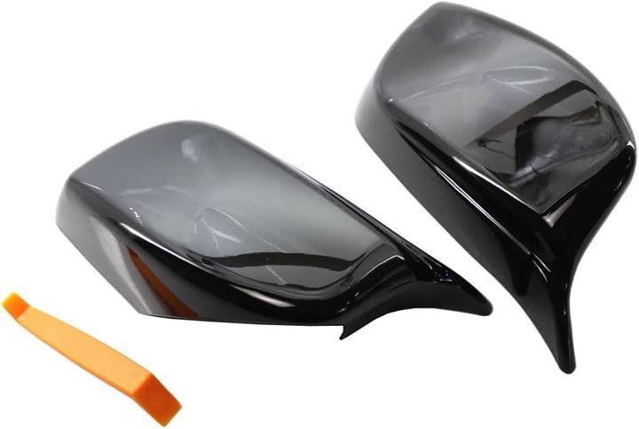 GSRECY Seitenspiegel-Abdeckkappen im M-Stil, glänzend, schwarz, Ersatz für 5er-Serie E60 E61 E63 E64