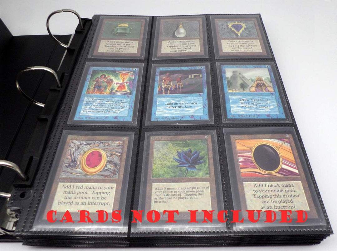 3-Ring Album Black + 50 18-Pocket Pages Black - Sideloading - Sammelalbum + Ordnerseiten - Schwarz -