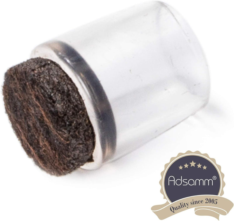 Adsamm® / 32 x Stuhlbeinkappen mit Filz / Transparent / Ø 11 - 12 mm / rund / Filz-Möbelgleiter für