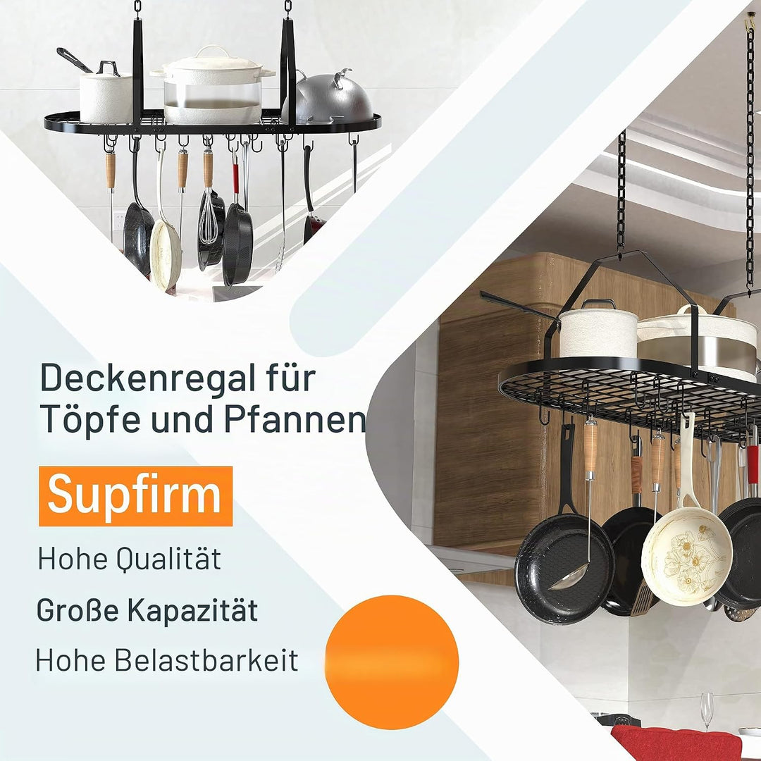 Deckentopf- und Pfannenregal, Küchentopf-Organizer, Aufbewahrungsregal, Mehrzweck-Organizer für Zuha