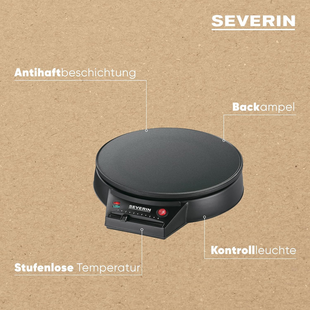SEVERIN Crêpes Maker, Crepes-Eisen für süsse Crepes und herzhafte Galettes, Crepesmaker mit XXL Gril