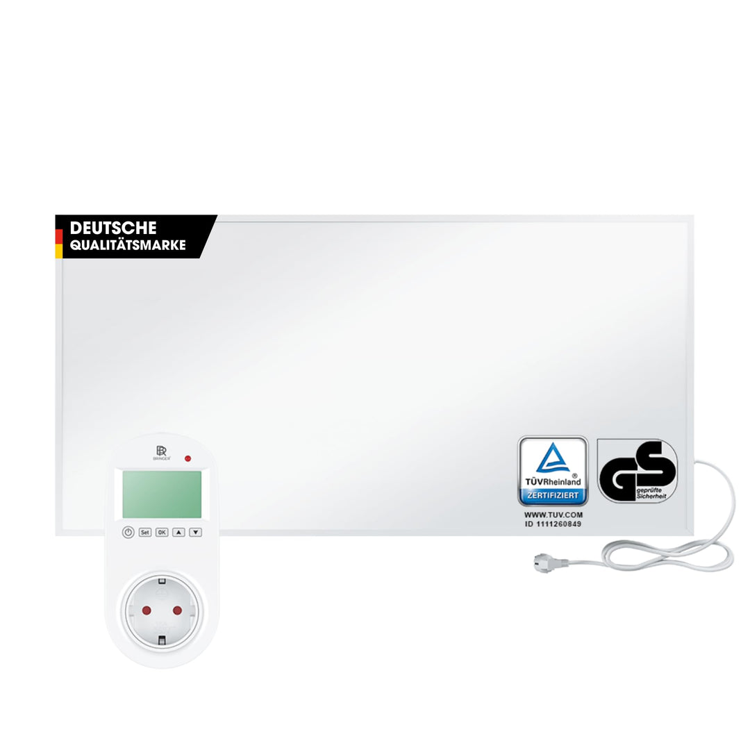 BR Bringer Infrarotheizung 1200 Watt - mit Steck-Thermostat - Infrarot Elektroheizung Energiesparend