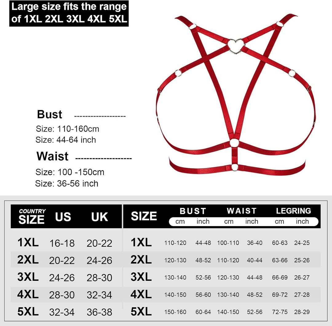 Damen Body Harness Plus Size Pentagramm Mode BH Punk Gothic Top Hohler Gürtel Halloween Weihnachten