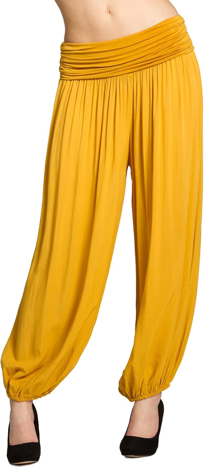 Caspar KHS035 leichte Damen Sommer Haremshose, Farbe:Curry, Mode Grösse:36