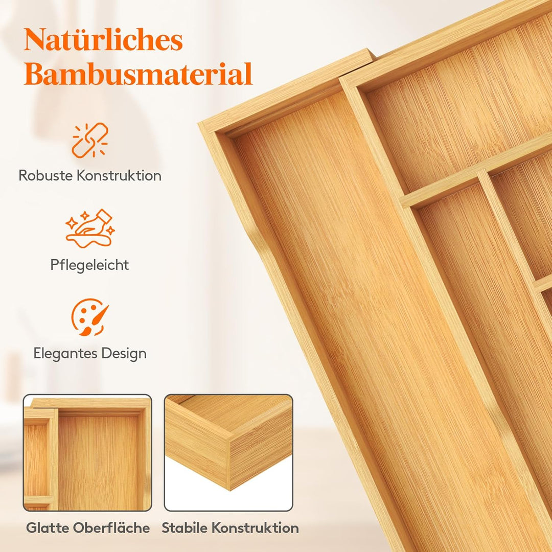 Lifewit Besteckkasten für Schubladen, Tiefe 47 cm, Ausziehbarer Besteckeinsatz Breite bis zu 50 cm,