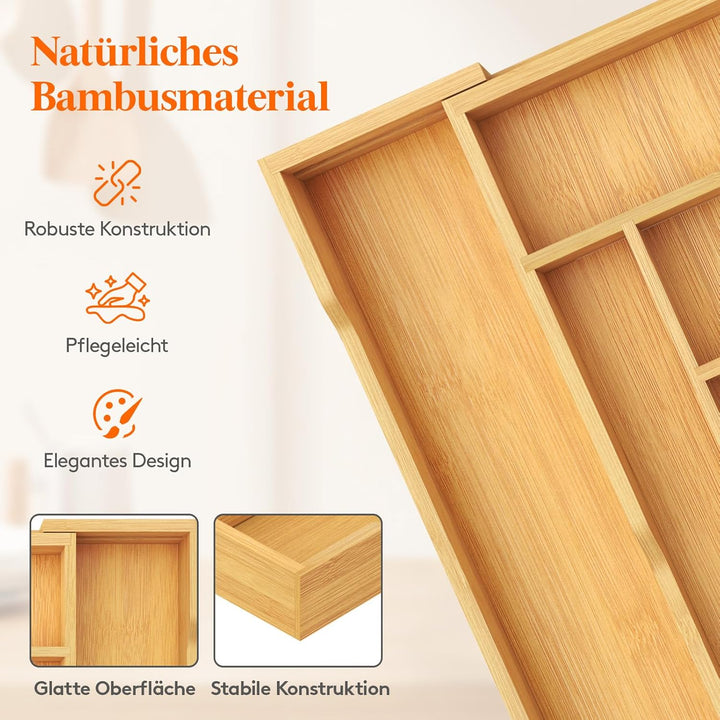 Lifewit Besteckkasten für Schubladen, Tiefe 47 cm, Ausziehbarer Besteckeinsatz Breite bis zu 50 cm,