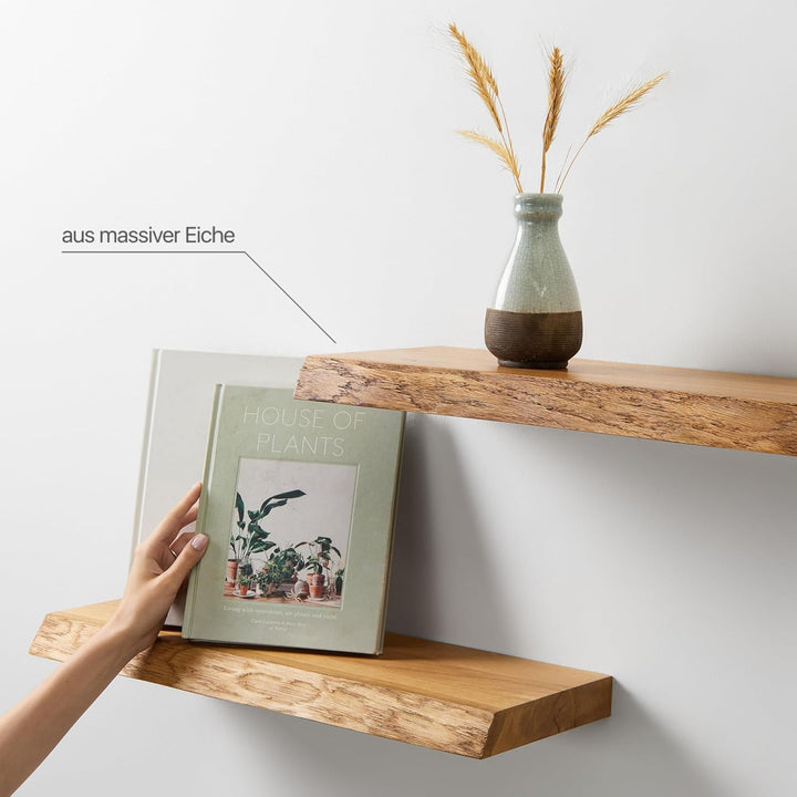 1 Original BestLoft® Wandregal Ruby mit Baumkante aus Eiche Wandboard (79,9cm (80cm)) Baumkante 80cm