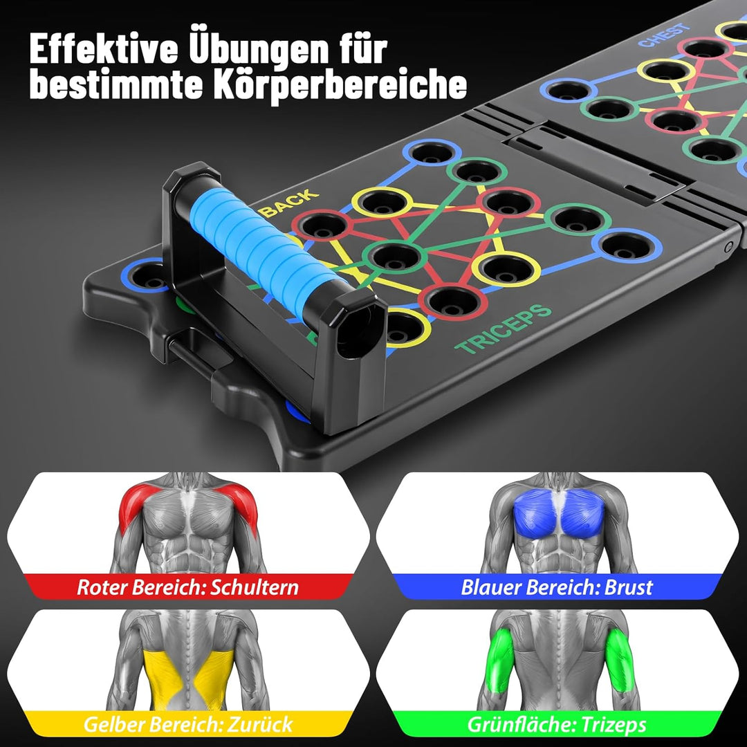 Multifunktions Liegestützgriffe 24 In 1, Liegestütze Brett Push Up Board mit Handgriff, 2 Elastische