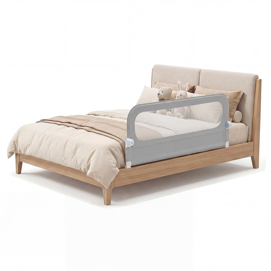 COSTWAY Bettgitter klappbar, 120 x 60 cm Bettschutzgitter mit abnehmbarem Oxford-Bezug, U-förmigem G