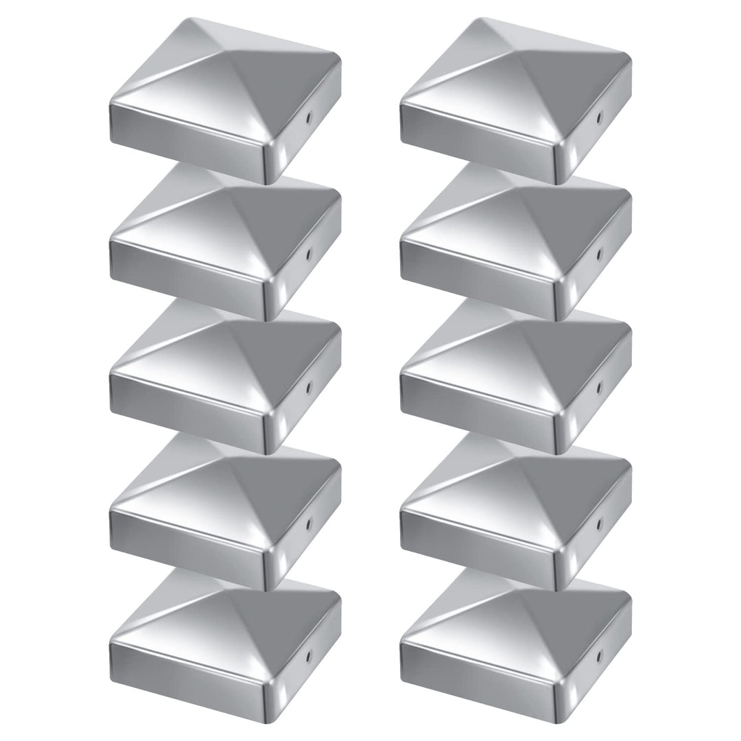 Gimisgu 10 Pfostenkappen 91x91mm Zaunpfosten Metall Zaunpfosten verzinkt Pyramiden Form Pfostenabdec