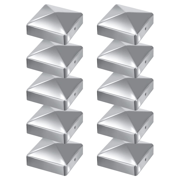 Gimisgu 10 Pfostenkappen 91x91mm Zaunpfosten Metall Zaunpfosten verzinkt Pyramiden Form Pfostenabdec