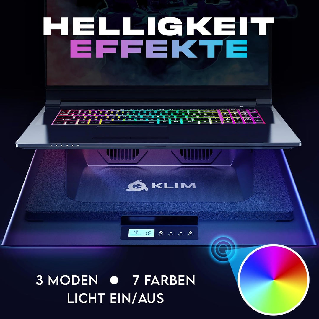 KLIM Mistral Laptop Kühler | Leistungsstarker Turbo-Ventilator (4500 U/min) | Gummiringdichtung für