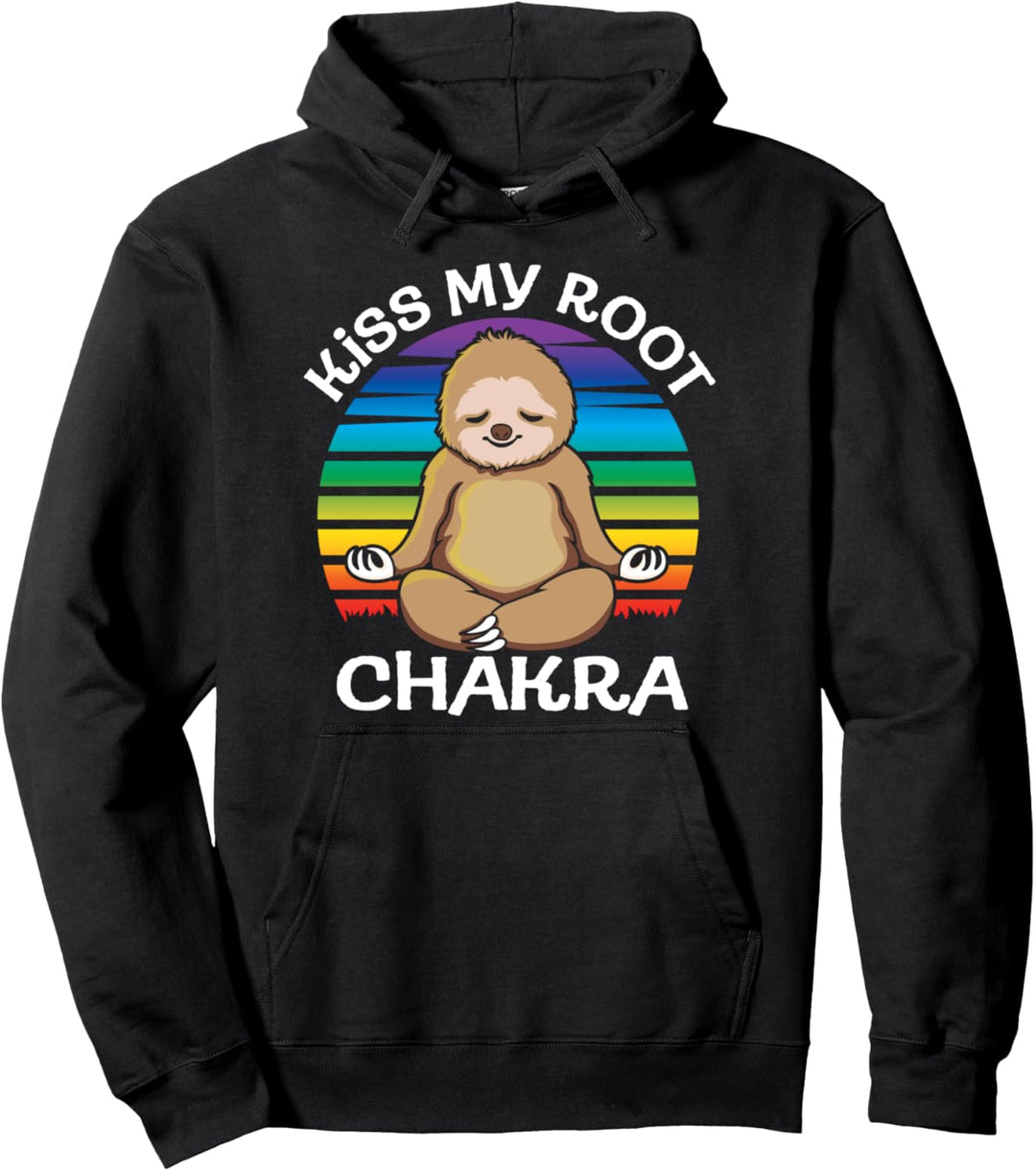 Zen Meditation Faultier Yoga Küssen Sie meine Wurzel Chakra Pullover Hoodie