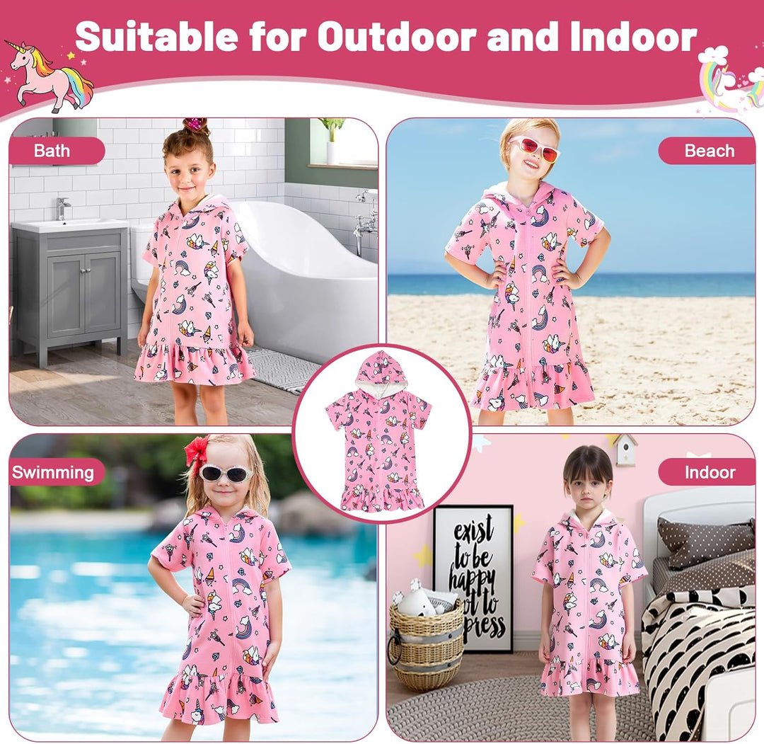MOEMOE BABY Badeponcho Kinder mit Kapuze 100% Baumwolle Kapuzenbadetuch für Zuhause & Schwimmbad, Ki