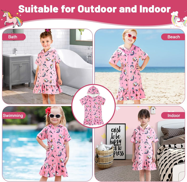 MOEMOE BABY Badeponcho Kinder mit Kapuze 100% Baumwolle Kapuzenbadetuch für Zuhause & Schwimmbad, Ki