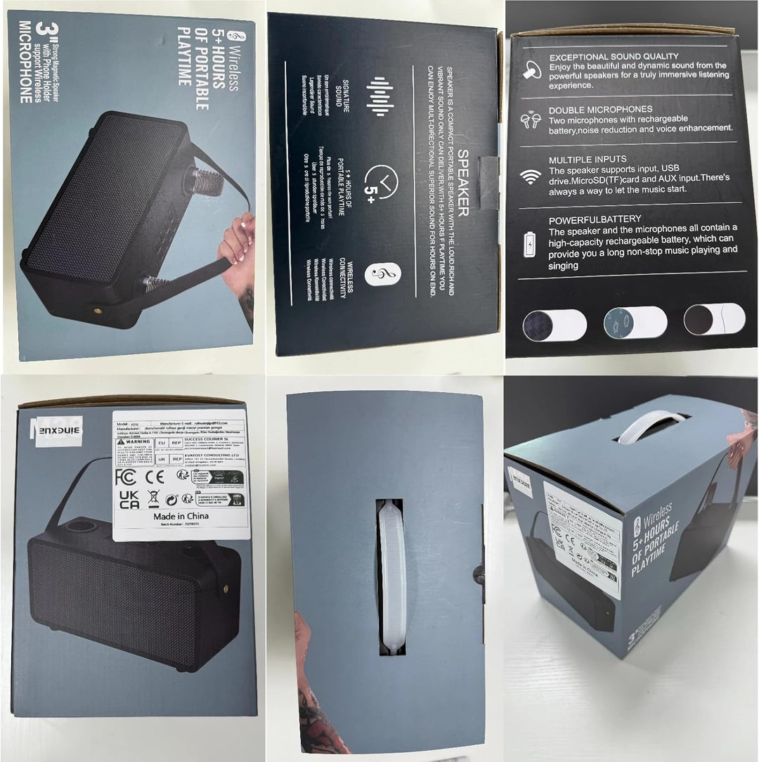 Karaoke-Maschine, Tragbarer Bluetooth-Lautsprecher mit 2 drahtlosen Mikrofonen, Karaoke-Mikrofon für