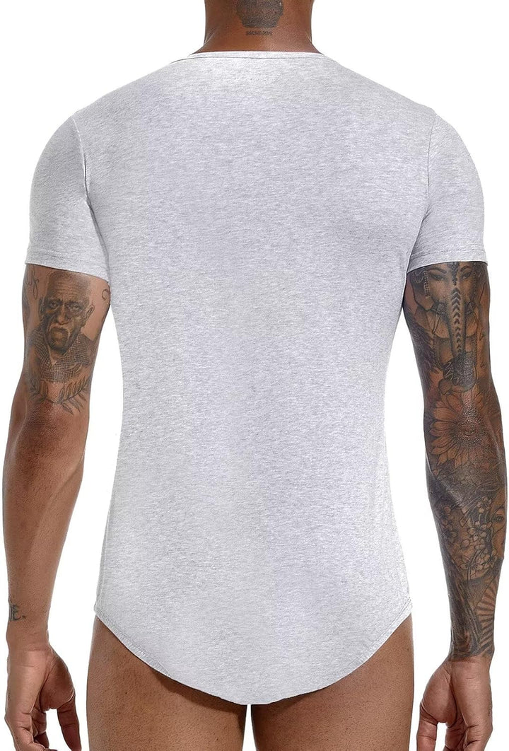 Landofgenie Männer Kurzarm Strampler Pyjama Bodysuit One Piece Strampler XS Hellgrau, XS Hellgrau