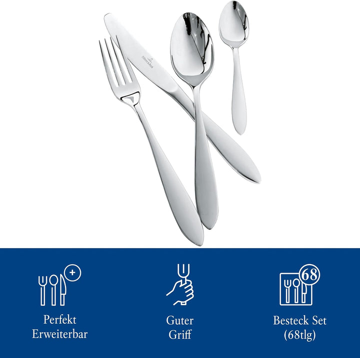 Villeroy und Boch Arthur Tafelbesteck für bis zu 12 Personen, 68-teilig, Edelstahl 44 x 29 x 9 cm Me